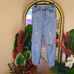 Tinseltown Distressed Skinny Leg Raw Hem Jeans